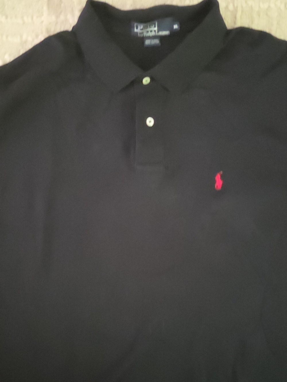 Ralph Lauren Black Polo with Red Pony Logo, XL